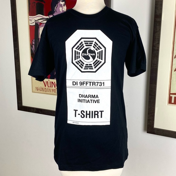 New Dharma Initiative Lost TV Show Ripple Junction Logo Tee Shirt XS Black - Picture 1 of 3